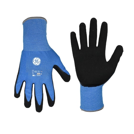 Ge Coated Gloves, Foam Nitrile, Black/Blue, M GG231MC